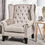Chaise d'appoint intrigante - beige avec détails