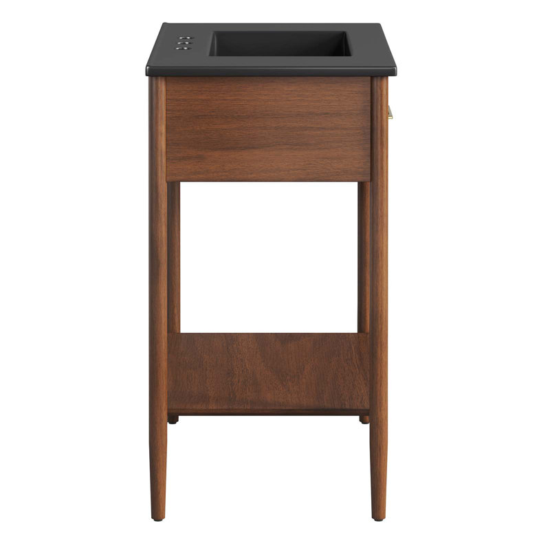 Zaire 30'' Walnut Black Single Bathroom Vanity with Ceramic Top