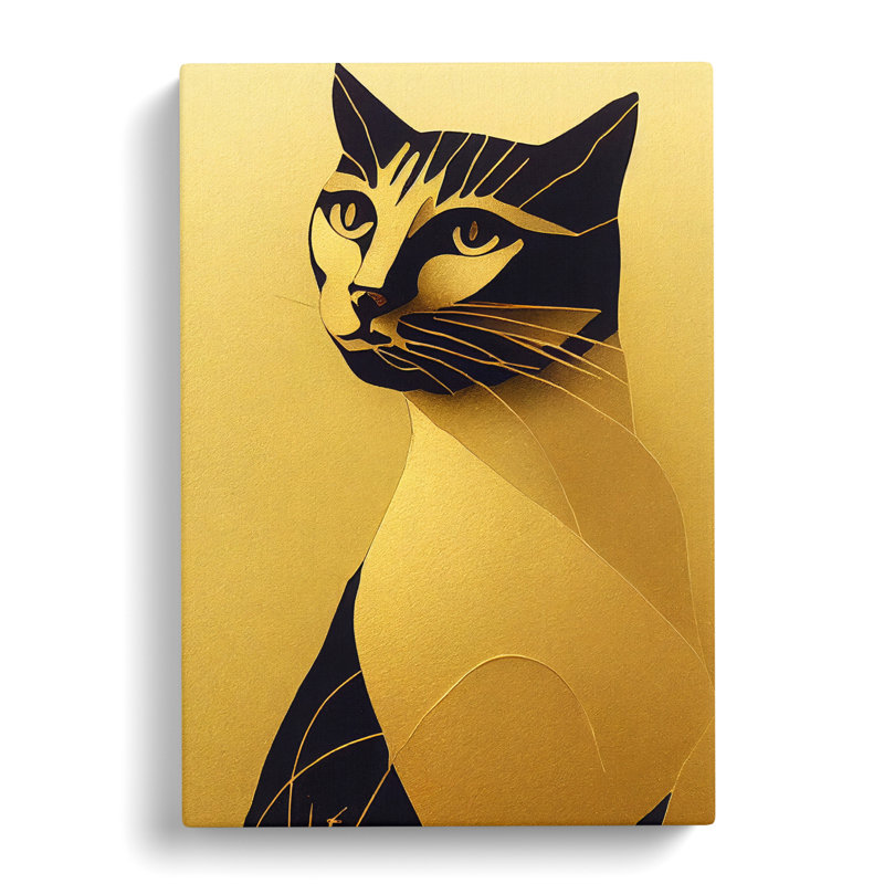 Golden Cat - Wrapped Canvas, 50cm H x 35cm W x 3cm D