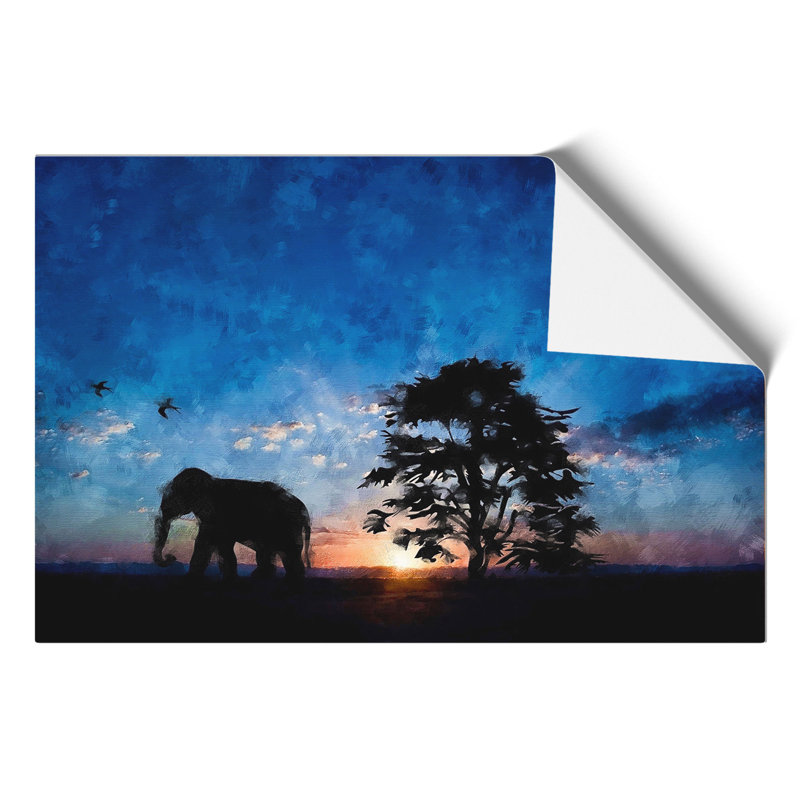 Elephant At Sunset - No Frame Painting, 21cm H x 30cm W x 0.1cm D