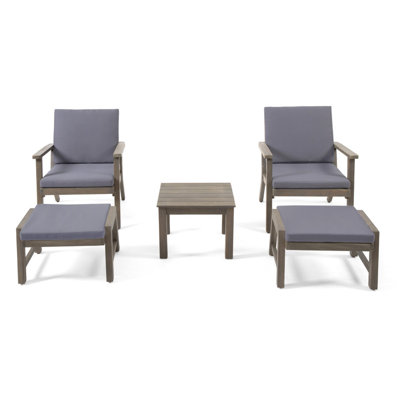 Channing Acacia 2 - Person Patio Conversation Set with Cushions, Gray, Dark Gray