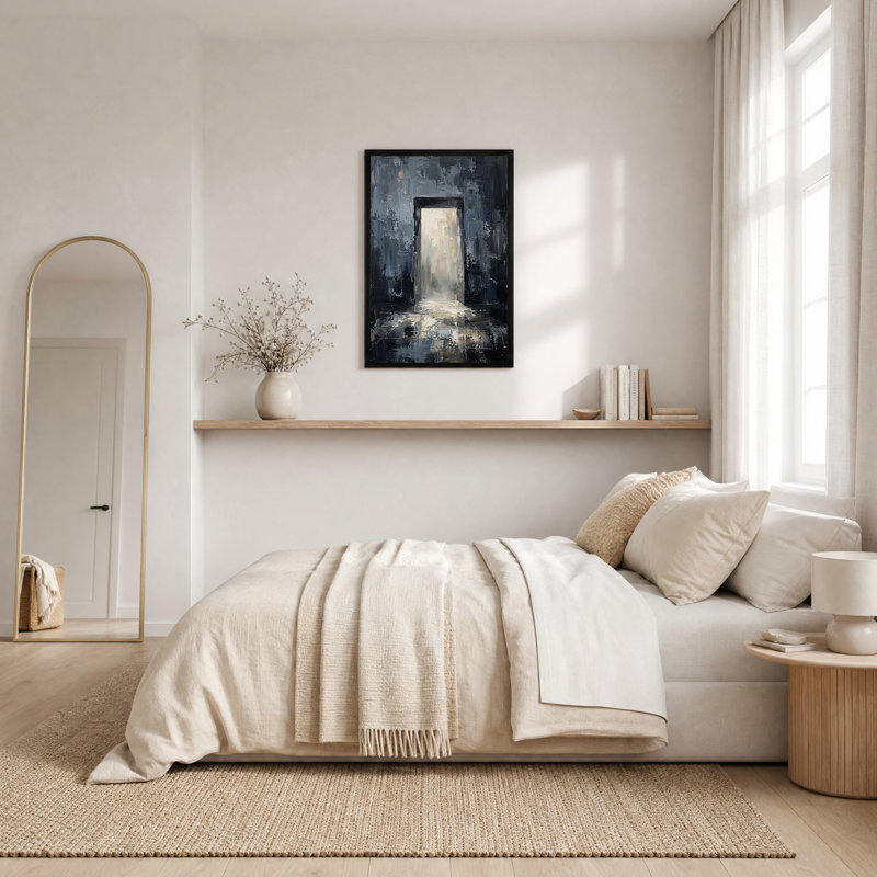 Porte à la texture sombre avec lumière vive - Tableau sur toile, H 18 po x l 12 po