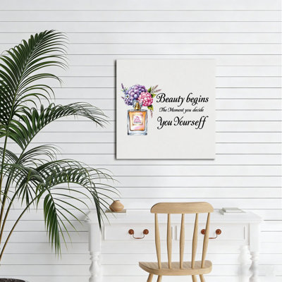 «Perfume Bottle & Beauty Mindset», art mural sans cadre, 16 x 16