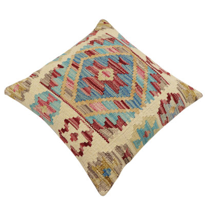 Oreiller rustique en kilim tissé à la main Caballer - 17 po x 18 po Rustic