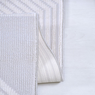 Tapis moderne / abstrait beige lavable à la machine antidérapant