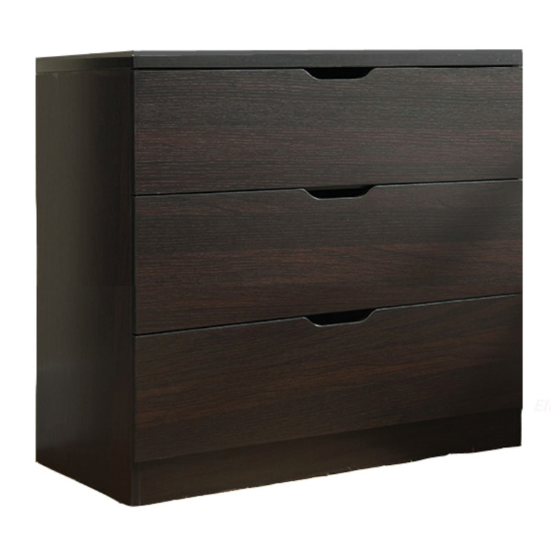 Armoire de rangement moderne à trois tiroirs et à vêtements avec glissières en métal
