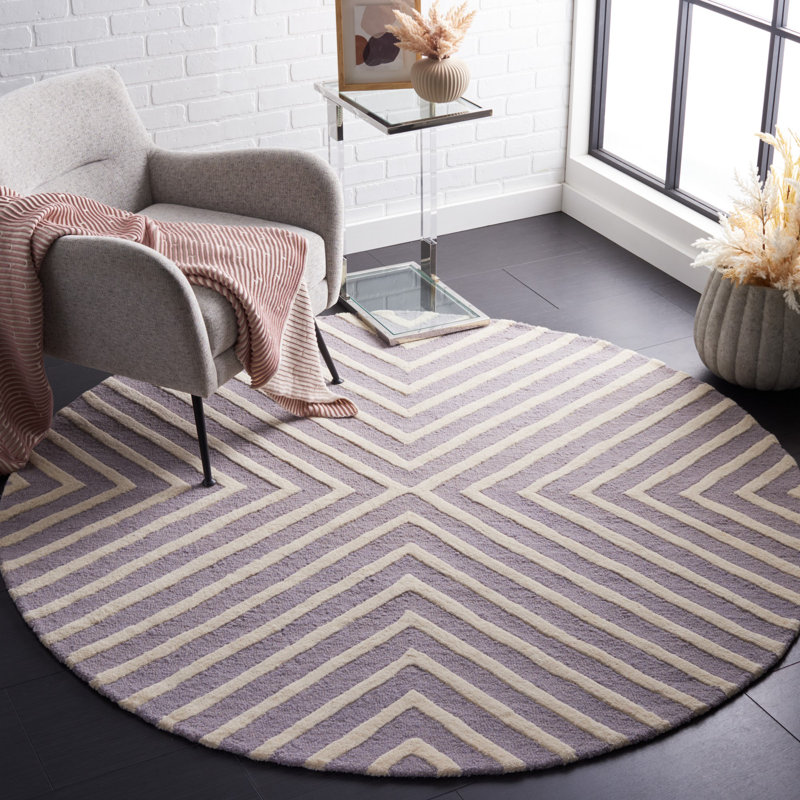 Tapis géométrique en laine touffeté à la main Garibald, Rond 6 pi