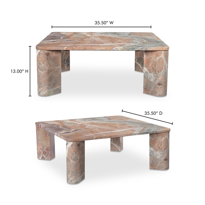Adile Marble Coffee Table, Orange