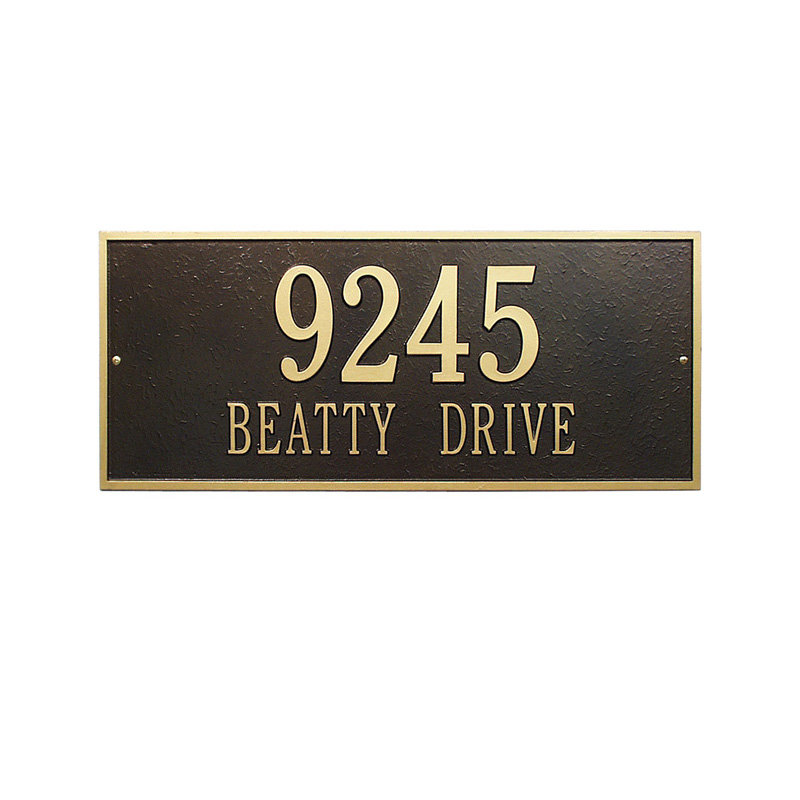 Hartford 2-Line Wall Address Plaque, Bronze and Gold, Yes