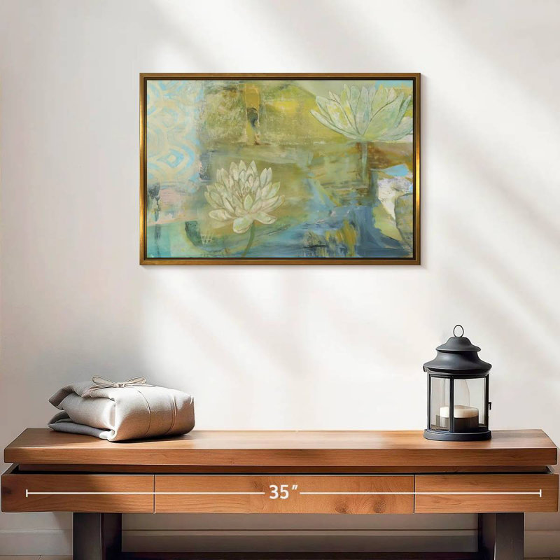 Lotus Dream, 19 po x 13 po, Cadre flottant doré