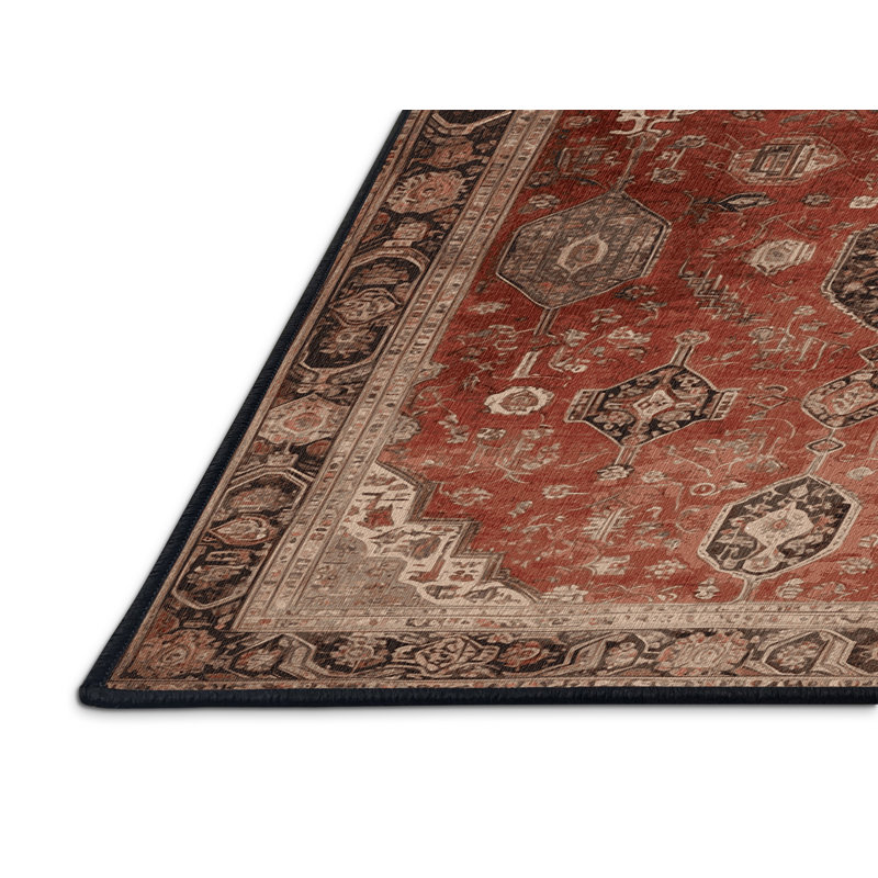 Tapis brun lavable à la machine, Rond 7 pi