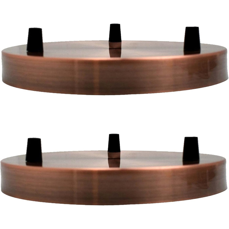 Paquet de 2 en métal à 3 prises avec rosace de 200 mm et auvent de plafond durable avec plaque de 25 mm de hauteur et base pour luminaires décoratifs décoratifs