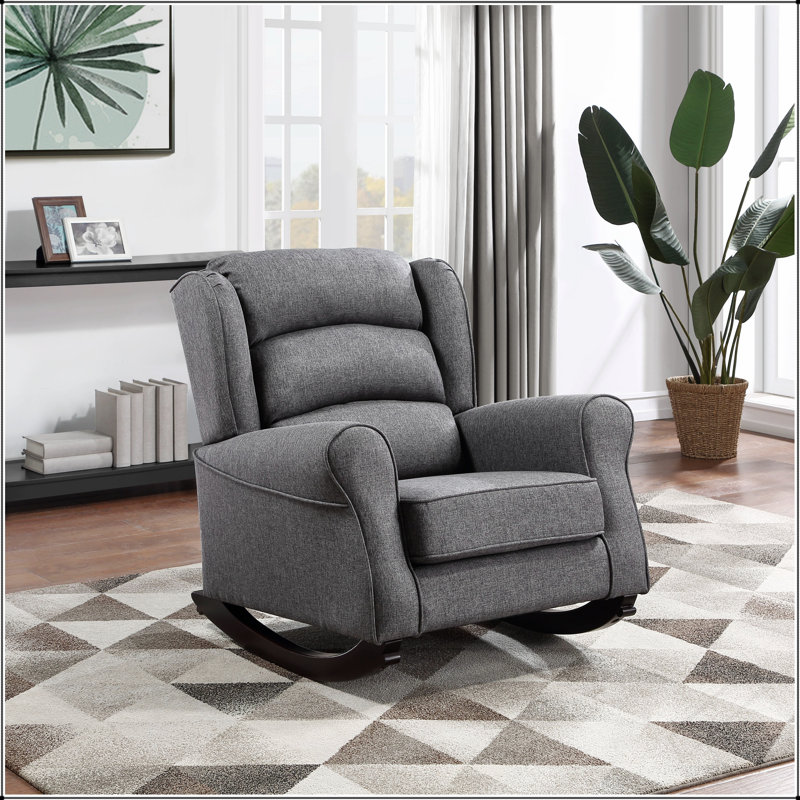 Chaise berçante grise avec accoudoirs évasés