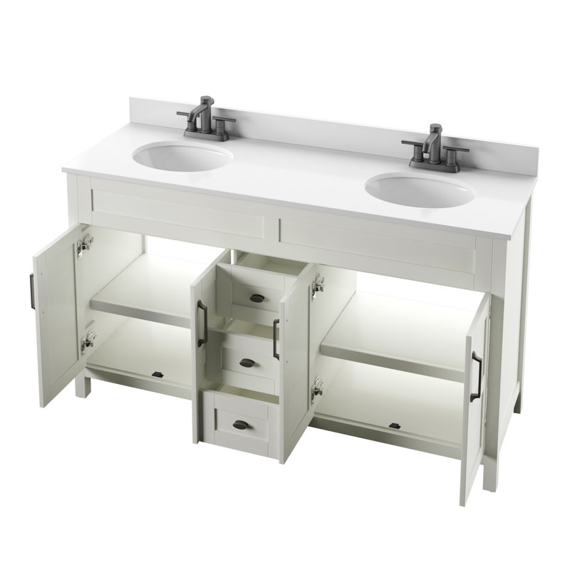Andjoua 59.5'' Double Bathroom Vanity with Top, White