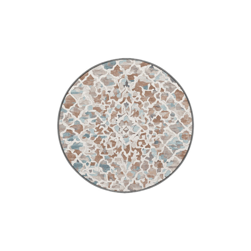 Tapis gris soyeux et moelleux, Rond 3 pi
