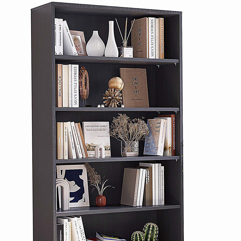 Bibliothèque 5 niveaux, Grey, (5 tablettes) H 59,8 po x l 33 po x P 11,6 po