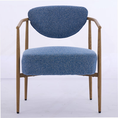 Housse en tissu bleu, chaise de salle à manger, chaise de salon, chaise de chambre à coucher, tissu tissé avec dossier et siège en mousse, sièges moelleux et confortables, structure en métal avec ressorts de transfert d'eau, aspect grain de bois