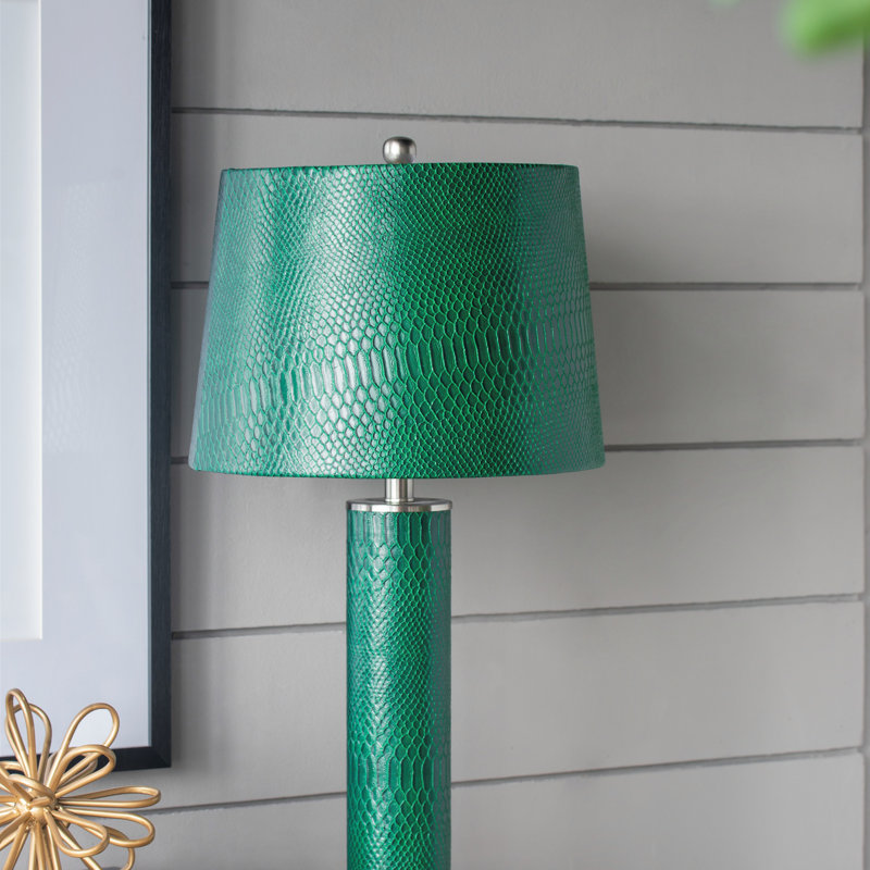 Lampe de table en cuir 14 po x 14 po x 27 po, assemblage requis