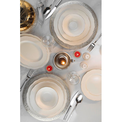 Service de table en porcelaine tendre 58 pièces Abena, service pour 12