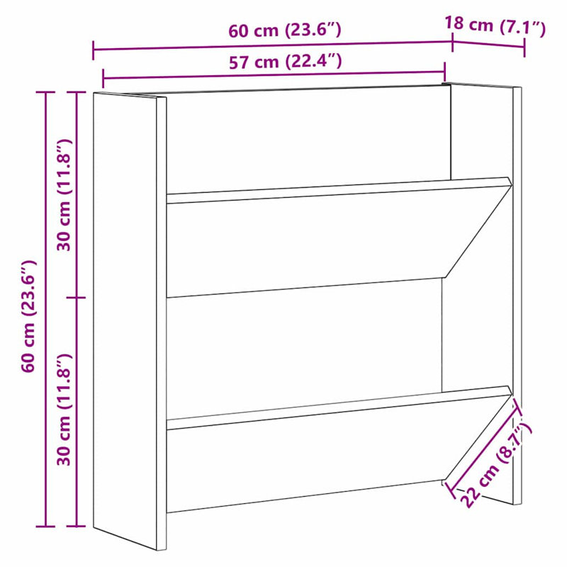 Wall Shoe Cabinet With Shelf Other Engineered Wood, Black Oak