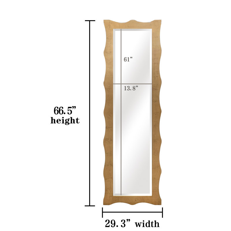 Desern Wood Flat Mirror, Distressed Gold, 29.3" x 66.5"