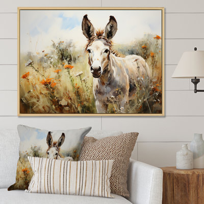 Donkey Flower Meadow Landscape II - âne, art mural
