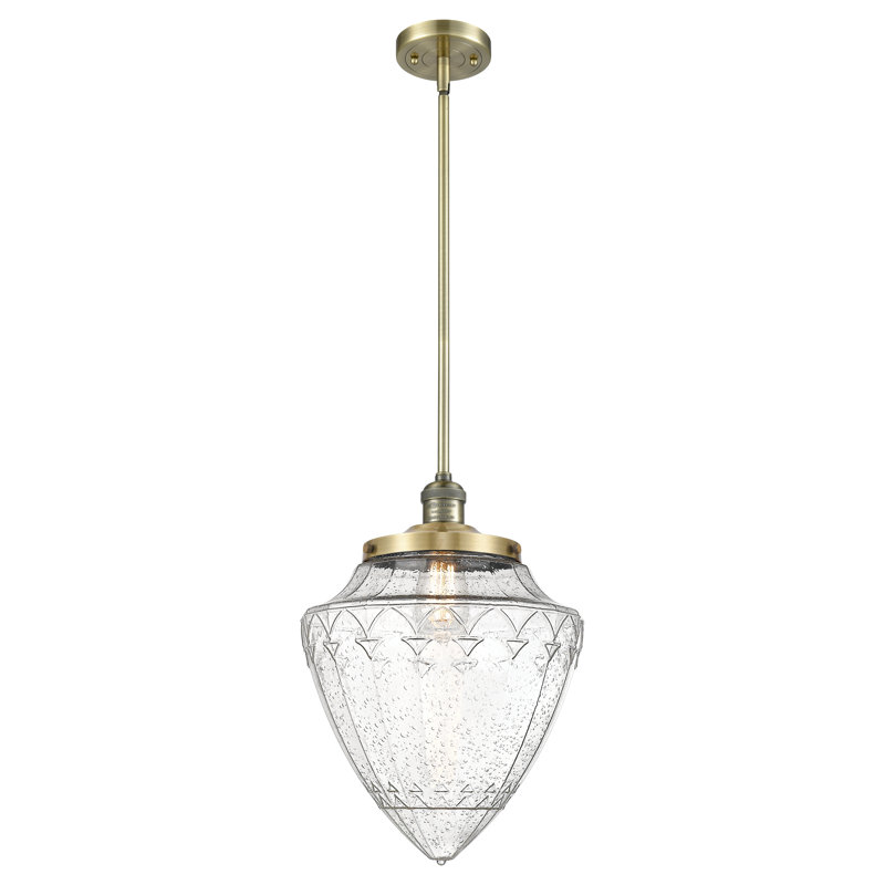 Luminaire suspendu géométrique unique 1 lumière, Grainé, Laiton antique