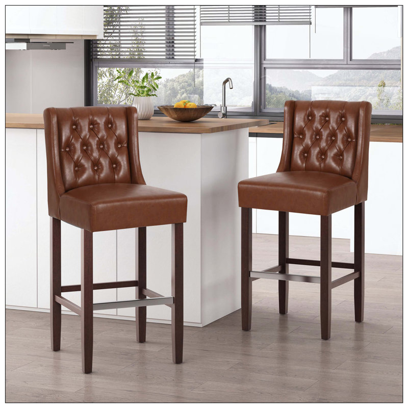 Tabouret de bar, matériau en polyuréthane, Marron clair