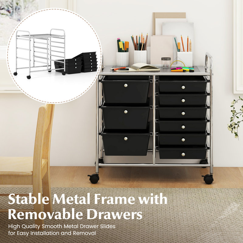 9 Drawer Storage Drawer, Black
