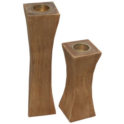 13'' H Wood Tabletop Tealight Holder