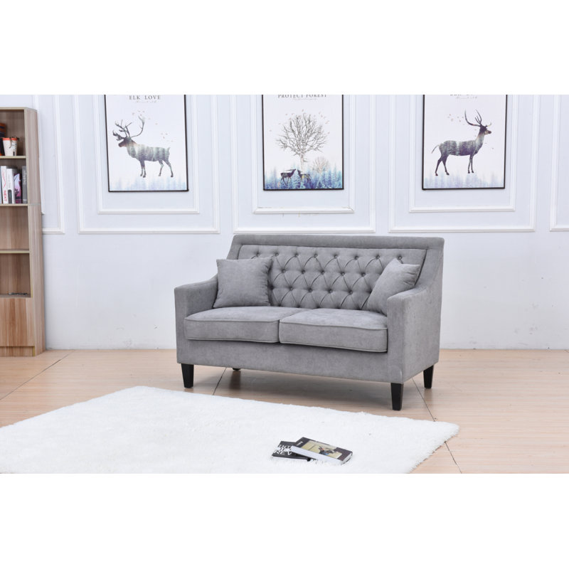 Canapé à accoudoirs carrés 50 po Cajoux, Microfibre grise