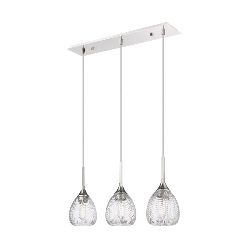 Luminaire suspendu à 3 lumières 27 po Geramy - Finition nickel poli, Nickel poli