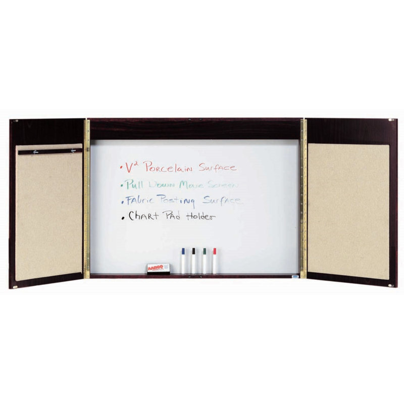 Tableau blanc fermé pour cabinet de conférence, Noyer stratifié, H 3 po x l 4 po