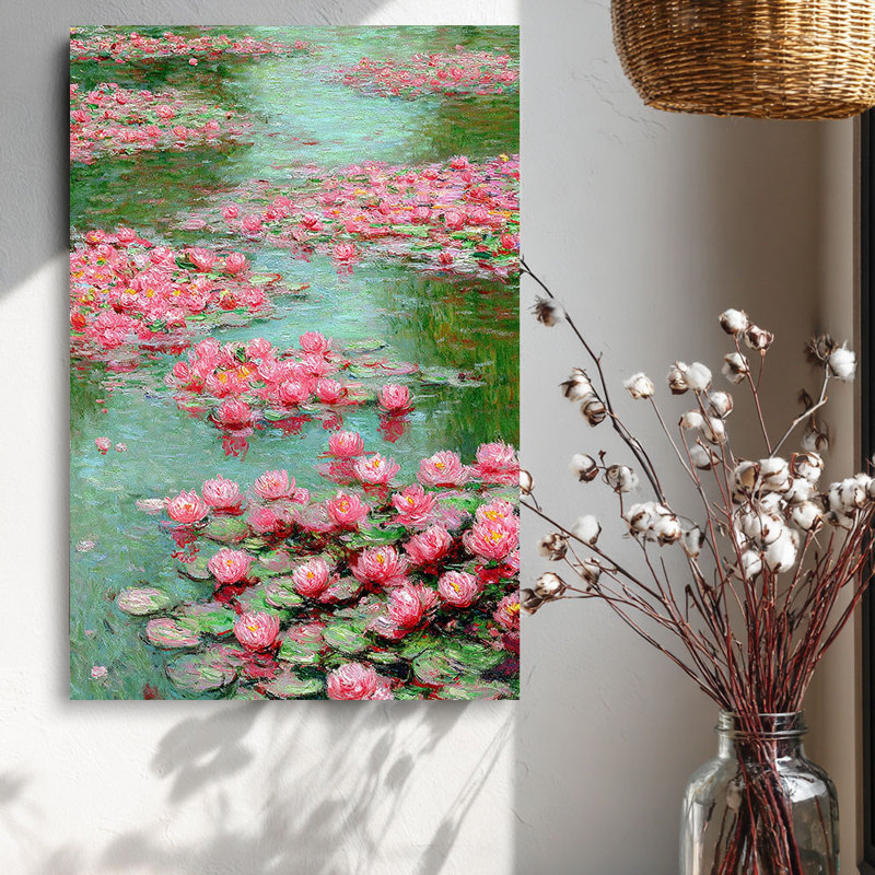 Impression sur toile impressionniste «Water Lily» haute définition pour studio, 18 * 12 pouces (45 * 30 * 2cm)