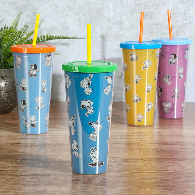 Ensemble de verres assortis avec couvercle et paille Peanuts 70th Anniversary