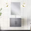 24 po L x P 22 po. Meuble-lavabo simple gris foncé, comptoir en quartz blanc, robinet et 18 miroirs