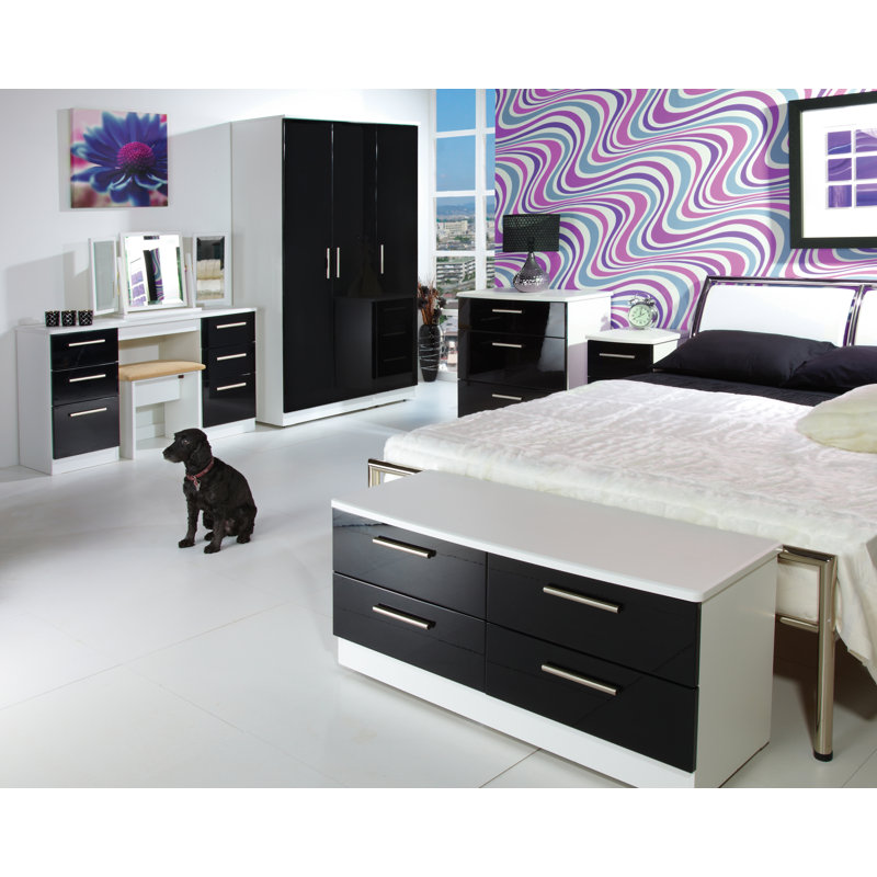 Fully Assembled Yvette 4 Drawer Chest, White/Black