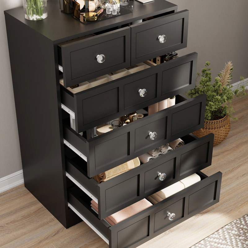 24 inch 6 Drawer Dresser - Narrow Chest of Drawers for Bedroom, Tall Wood Storage Dresser for Small Space, Modern Bedroom Furniture