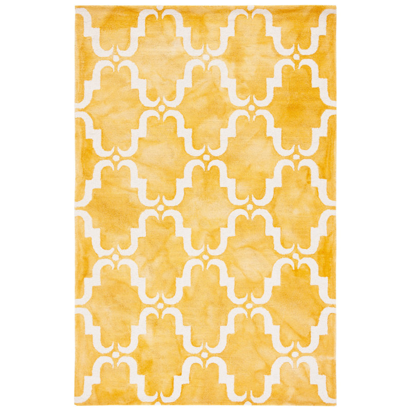 Dip Dye Hand Tufted Wool Geometric Rug, Rectangle 4' x 6'