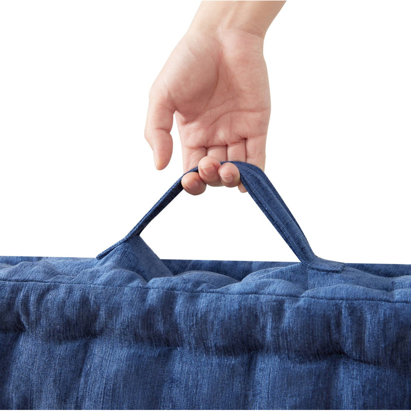 Poly Chenille Square Floor Pillow Cushion-24x24", Navy Blue