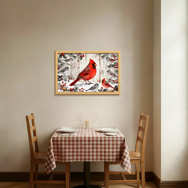 Noël, hiver, oiseaux, cardinal, neige, baies, pin