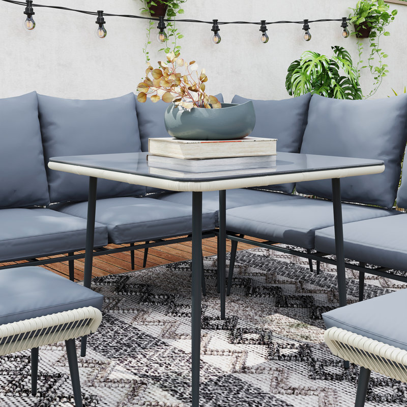 Wicker 7 - Person Garden Lounge Set with Cushions