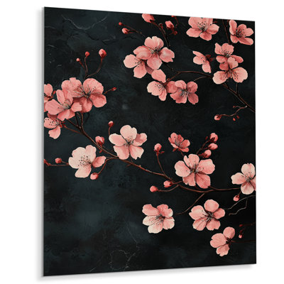 Cherry Blossom Midnight Blooms I - reproduction d'art traditionnelle en métal, décoration murale en métal Cherry Blossom
