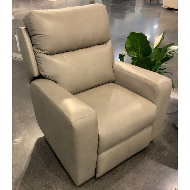 Fauteuil inclinable électrique en cuir avec repose-tête Bristol, Monaco gris clair, Power/Rocker