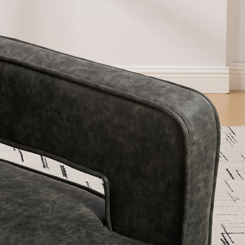 Fauteuil demi-tonneau moderne pivotant avec dossier ouvert, Gris