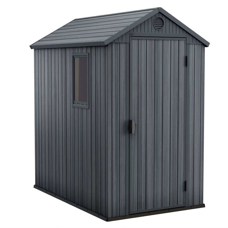 Keter Darwin 4x6 ft. Resin Outdoor Storage Shed With Floor for Patio Furniture and Tools, Graphite