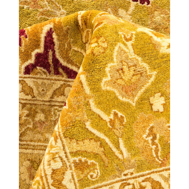 Tapis unique noué à la main Keenan - lime, 10 pi 2 po x 19 pi 2 po