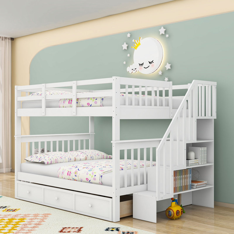 Demiyah Kids Full Over Full Bunk Bed with Drawers, White