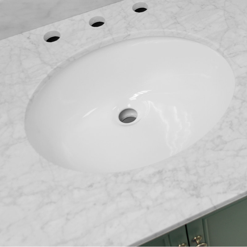 Ensemble de meuble-lavabo double 60 po Ferdinand, Marbre de Carrare, Vert sauge