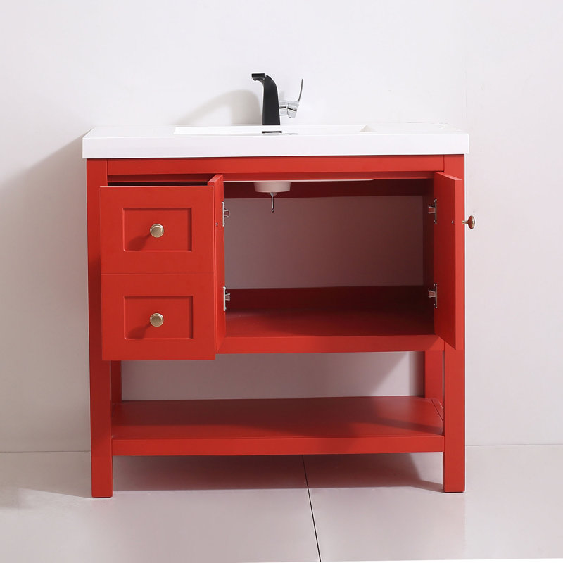Meuble-lavabo simple 37 po Mckinnis, Rouge